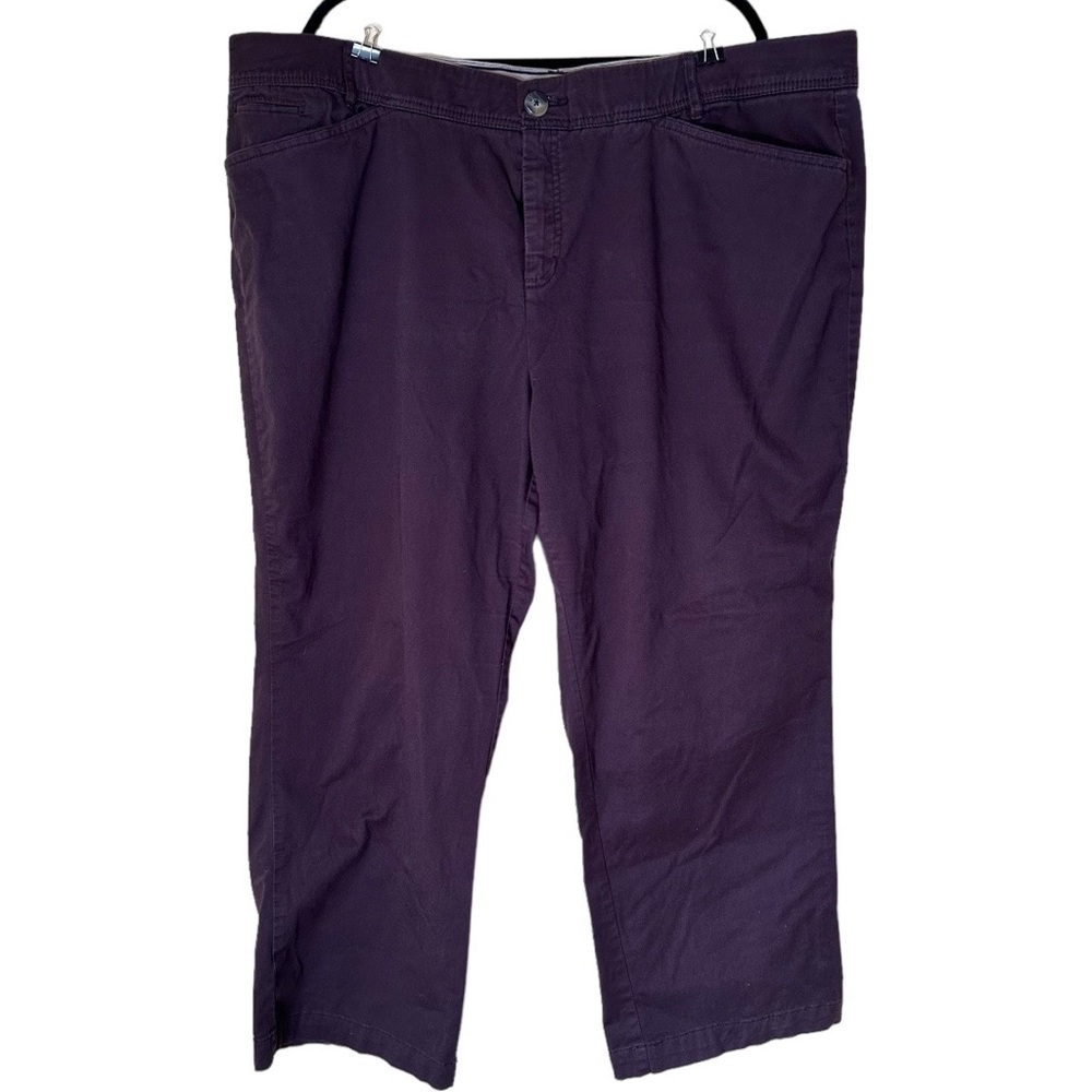 Avenue Brown Cotton Pants Easy Waist Trousers Work Wear